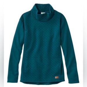 LL Bean Women Quilted Pullover Sweatshirt, Teal/Blue-Green, Size XL, Gently Worn